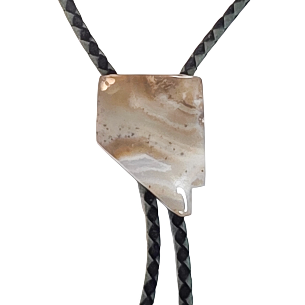 Bolo Tie Large Nevada Agate Stone Classic Vintage Western Fashion Accessories